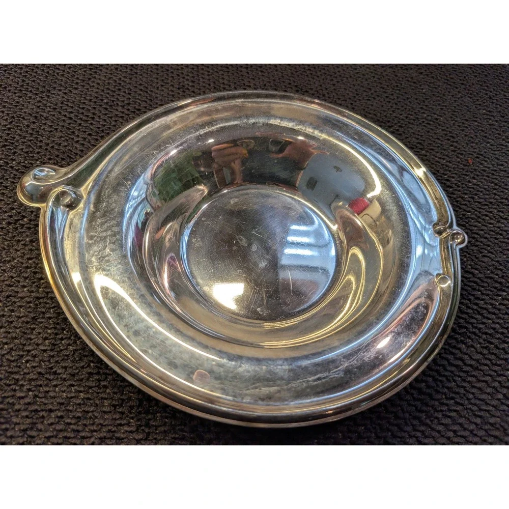 Vintage Silver Plated Porringer Wine Coaster Art Nouveau Scalloped Catch-All
